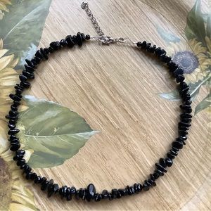 Obsidian necklace choker handmade jewelry crystal necklace for women 16” black